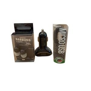 Soulzone Earbuds Plug & Co Car Charger + Micro USB Cable Music Calls New